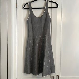 Theory Navy and White Fit and Flare Dress